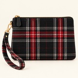 Cream Scottish Tartan Wristlet Pouch