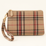 Cream Scottish Tartan Wristlet Pouch