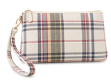 Cream Scottish Tartan Wristlet Pouch