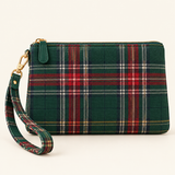 Cream Scottish Tartan Wristlet Pouch