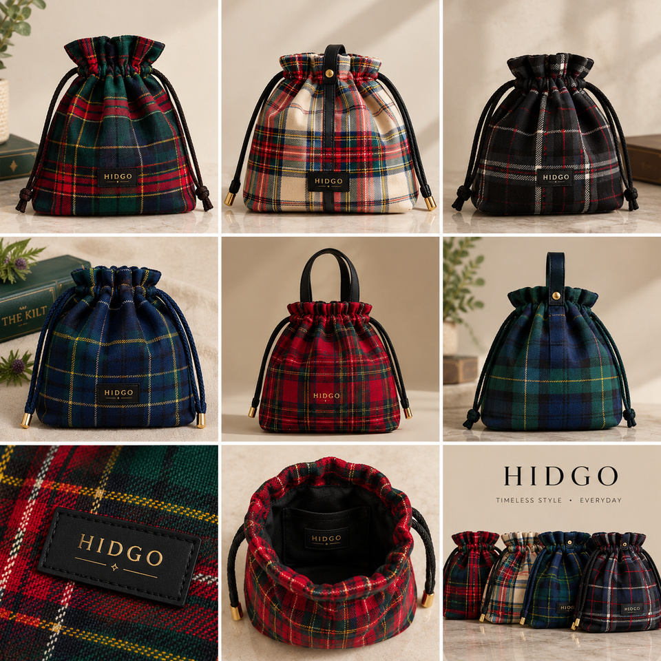 Scottish Tartan Pouch Bag – Classic Plaid Fabric Accessory Bag