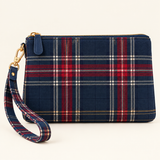 Cream Scottish Tartan Wristlet Pouch